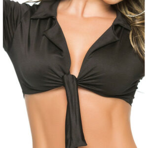 Top court noir avec noeud de cravate