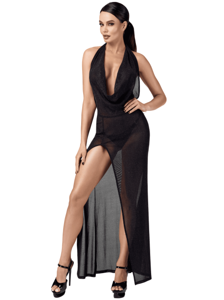 F373 Onyx Robe longue liquide – Image 3